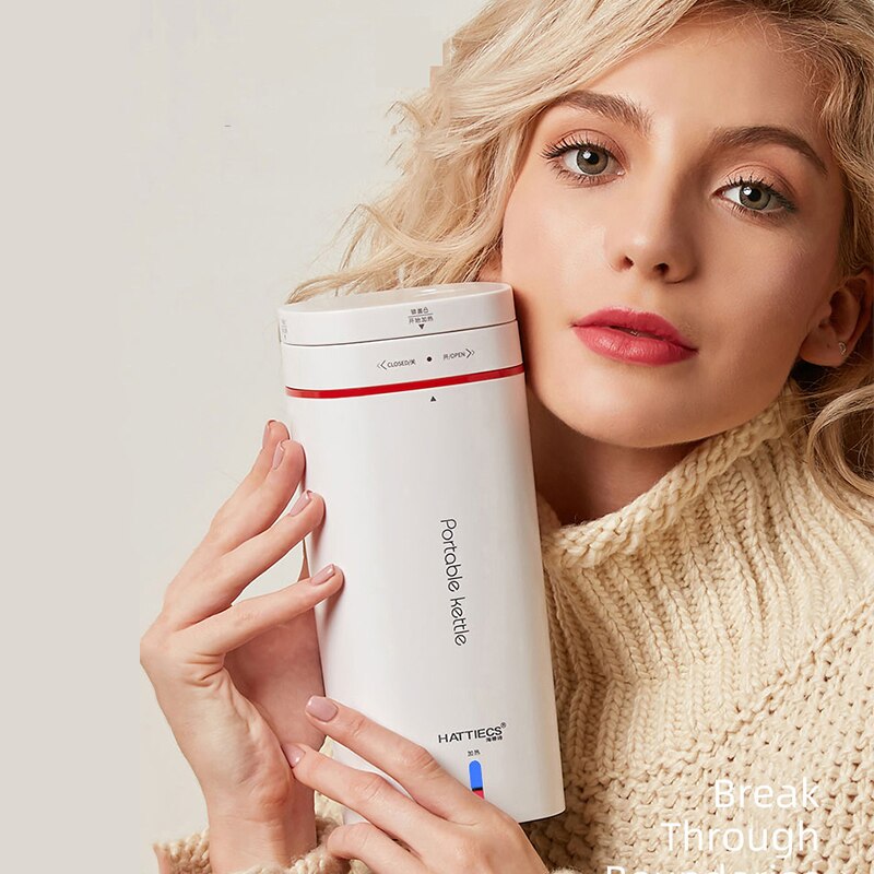 500ML Portable Fast Boiling Electric Kettle Travel Outdoor Water Bottle 304 Stainless Steel Insulable Water Boiler 220V