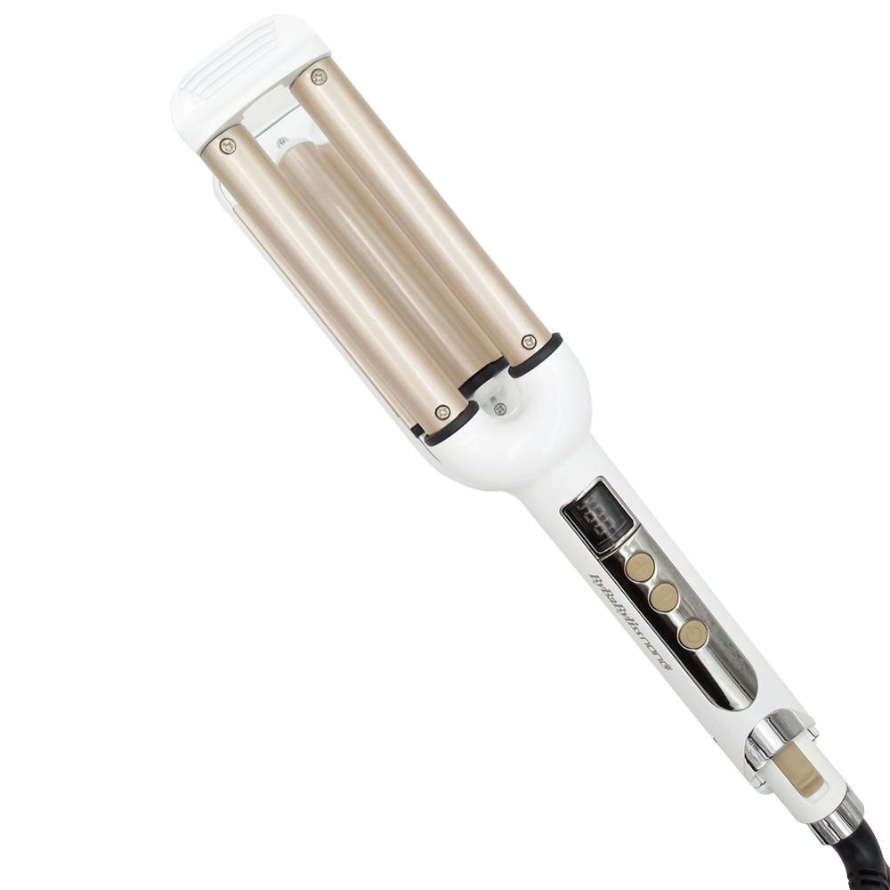 Drie Kip Rolls Lcd Keramische Haar Krultang Krultang Triple Krultang Deep Wave Curler Haar Waver Styling Tools: White