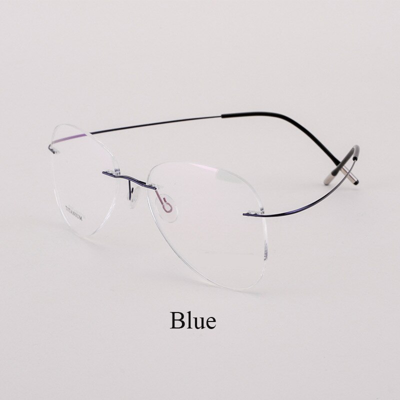 Bclear Titanium Randloze Brillen Optische Glazen Frame Mannen En Vrouwen Eyewear Lichtgewicht Flexibele Spektakel: Blauw
