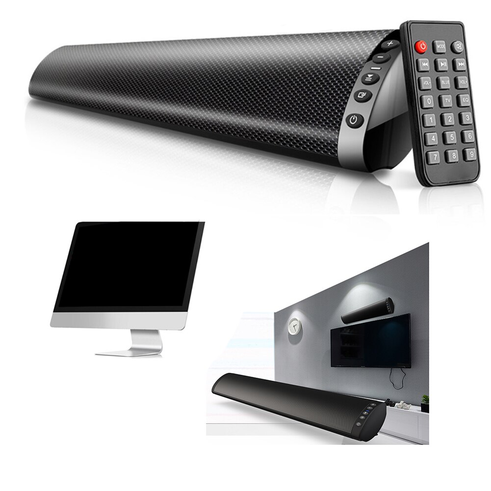 Wall Mounted TV USB Sound HIFI Remote Control 3D Surround Wireless Bluetooth Speaker Stereo Audio Deep Bass FM Radio
