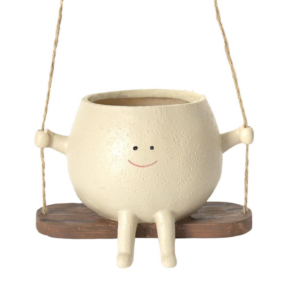 User inière en résine avec visage souriant et ficelle, pot unique, visage oscillant, accessoires de jardin: Default Title