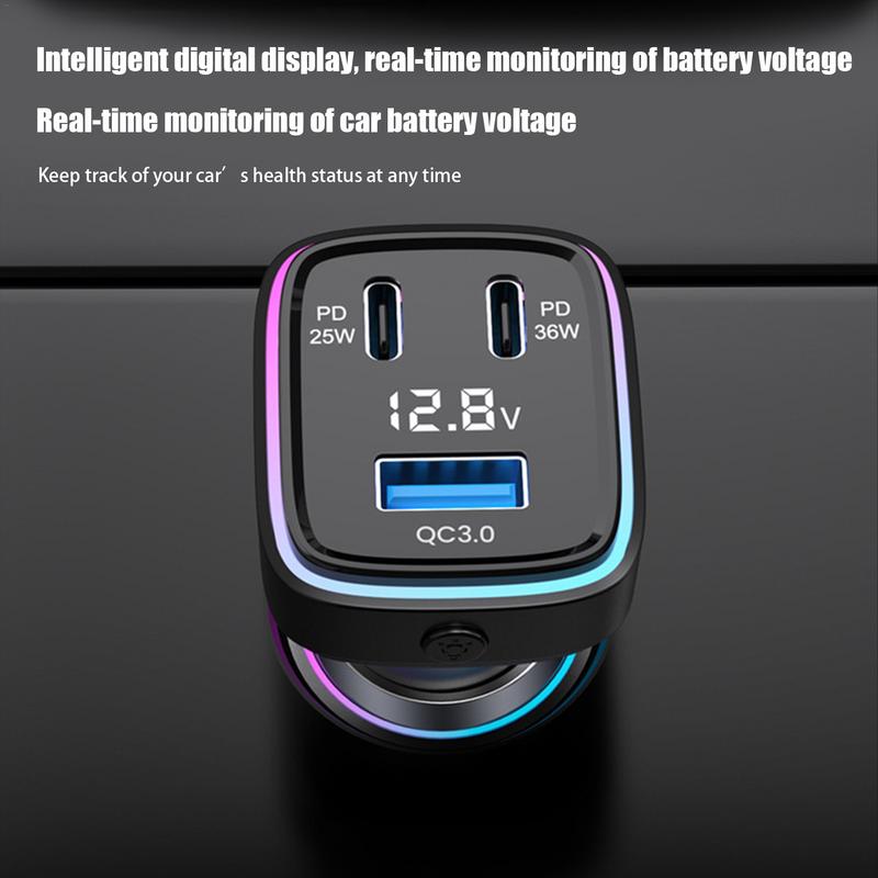 Auto Telefoon Oplader Auto Telefoon Usb C Adapter Auto Snel Opladen Auto Telefoon Oplader 3 Poorten Autolader Adapter Met Spanning &