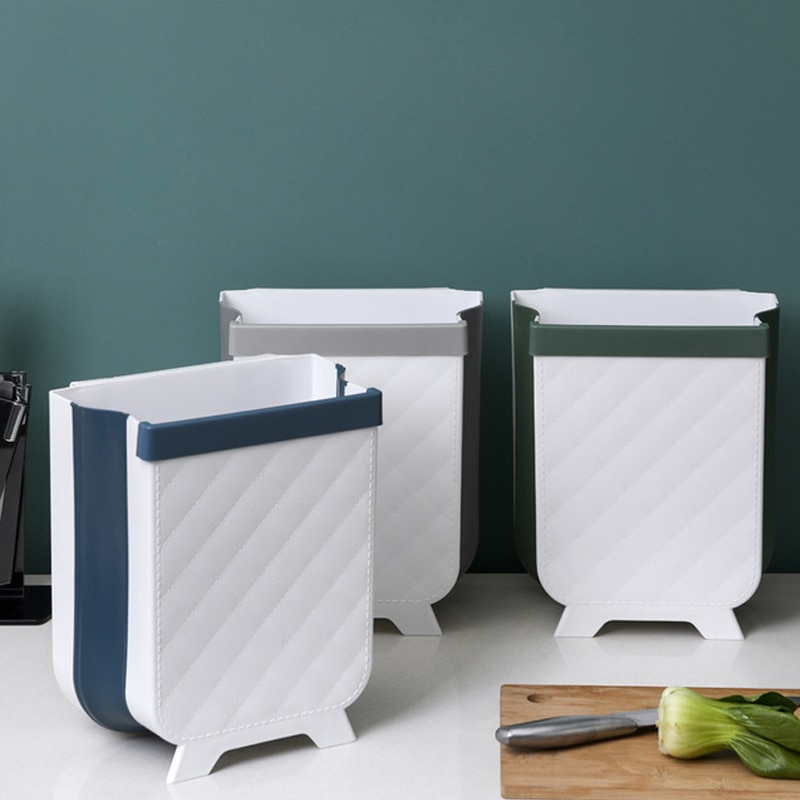 7L Folding Garbage Can Kitchen Dry&Wet Garbage Classification Garbage Bin Wall Mounted Trashcan Bathroom Toilet Waste Storage