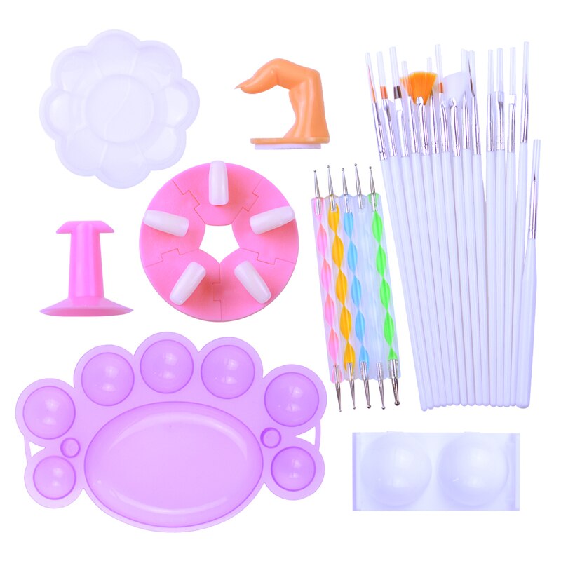Nail Beauty Set Tools Nail Art Brush Drawing Brushes Dotting Pen Nail Art Palette Practice Finger For Nail Base Tool Set