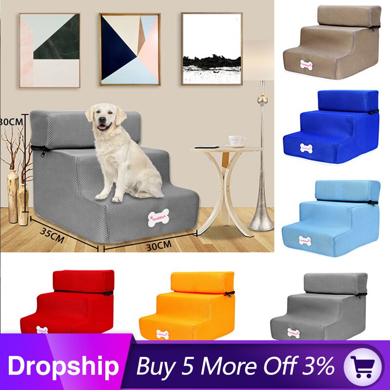 Huisdier Bed Trappen Huisdier Trappen 2/3 Ladder Hond Huis Puppy Cat Bed Stappen Mesh Opvouwbare Afneembare Pet Bed Kat Hond ramp Puppy Benodigdheden