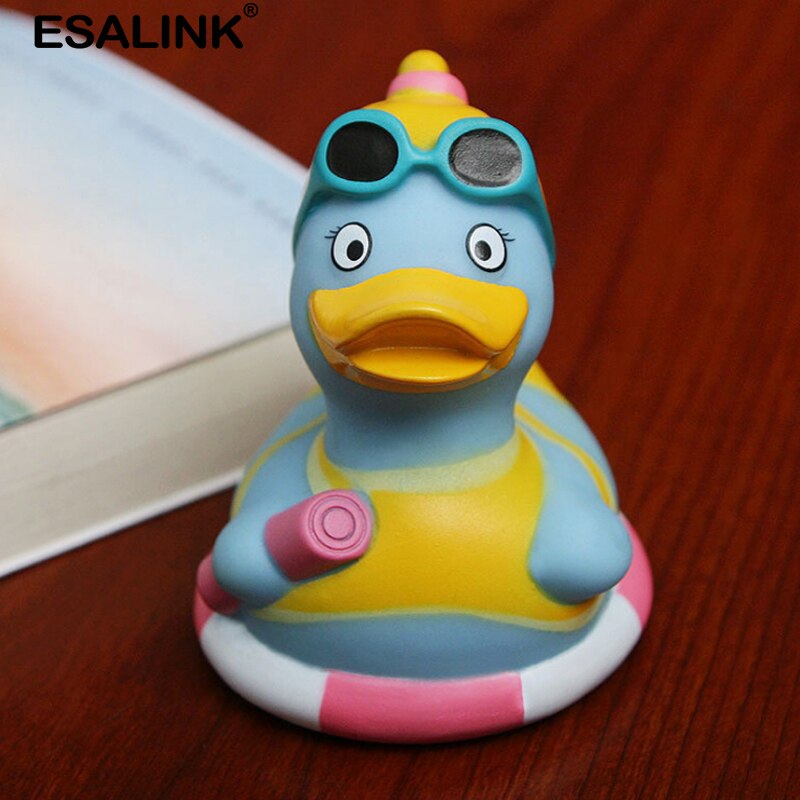 ESALINK Rubber Duck Style Girl With Pearl Earrings Baby Bath Toys Duck Children Toy Duck Baby Toys Bath Toys For Kids