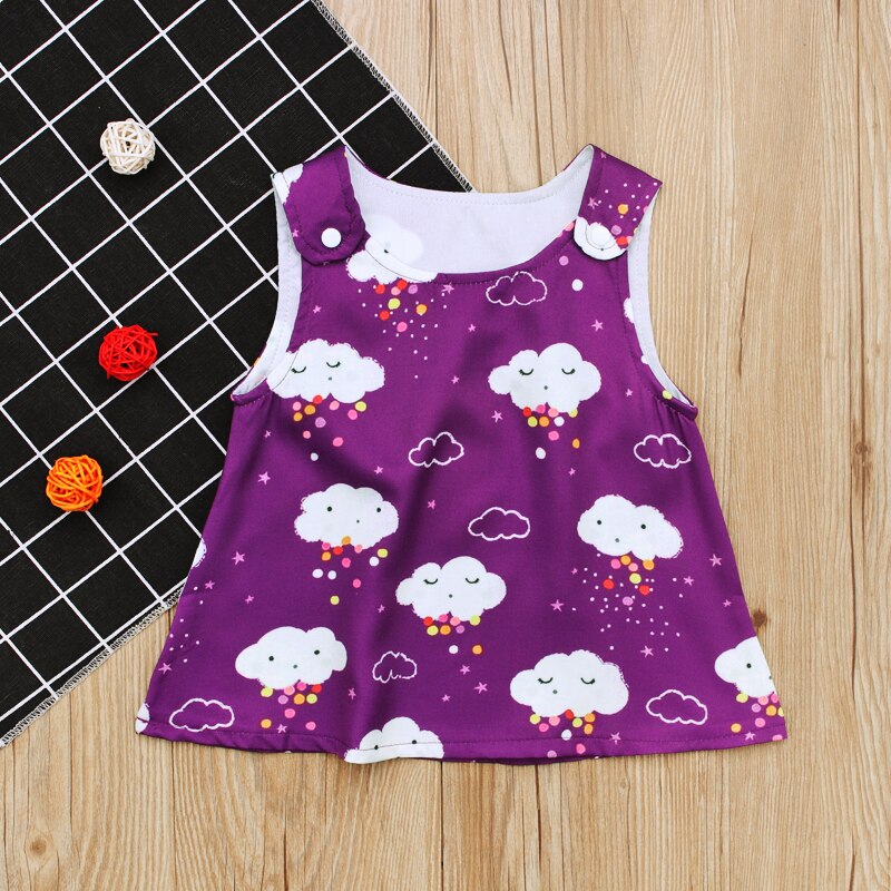 Autumn Children Sleeveless T-shirt Baby Cotton Rainbow Clouds Moon Pattern for Boy Girls Clothes Cartoon Tops