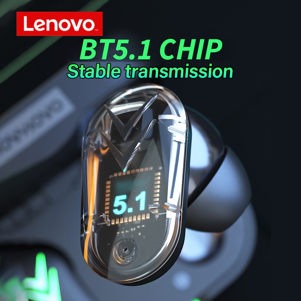 Lenovo XT82 Draadloze BT5.1 Gaming Koptelefoon In-Ear Sport Gaming Oordopjes BT5.1 Chip Lage Latency Met Led Batterij-Display wit