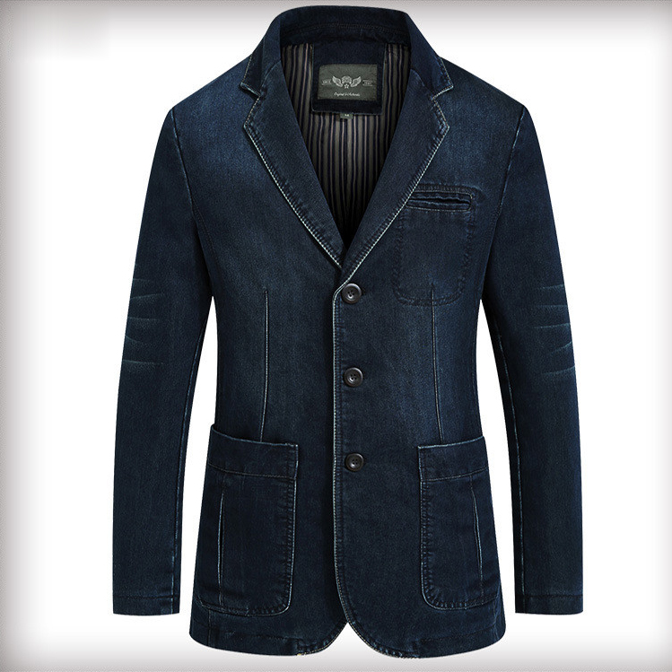 LONMMY Cowboy blazer jeans jacket men 80% Cotton Denim jacket men blazer Suits for men jaqueta Brand-clothing Casual M-4XL