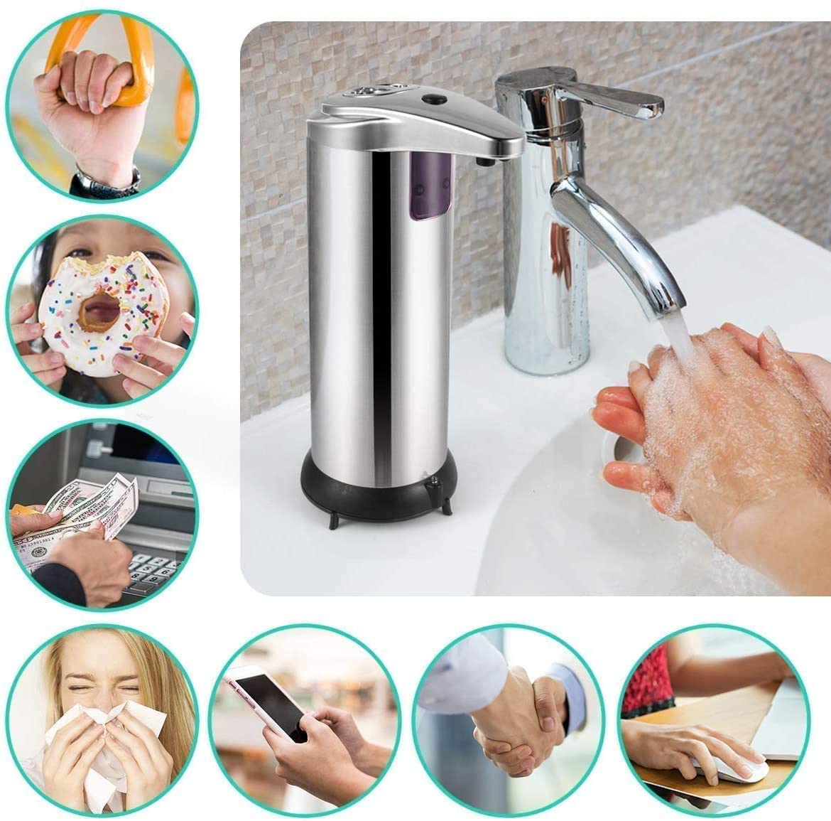 Edelstahl Automatische Flüssigkeit Seife Spender Intelligente Sensor dispensador de jabon automatico 250ML Hand Waschen Induktion Sanitizer Dispenser Startseite Küche Bad
