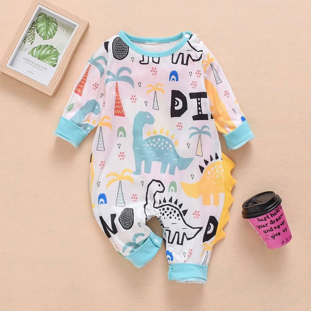 Pudcoco printemps automne bébé combinaisons 0-24M bébé enfants garçon fille infantile coton barboteuse combinaison vêtements tenue enfant en bas âge bébé: letter / 3M