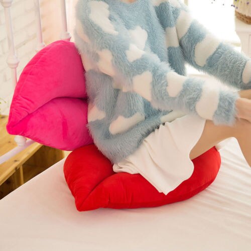 Katoen-vormige lippen kussen taille kussen woondecoratie Valentine kussens met lip vorm en rode gevulde sierkussen