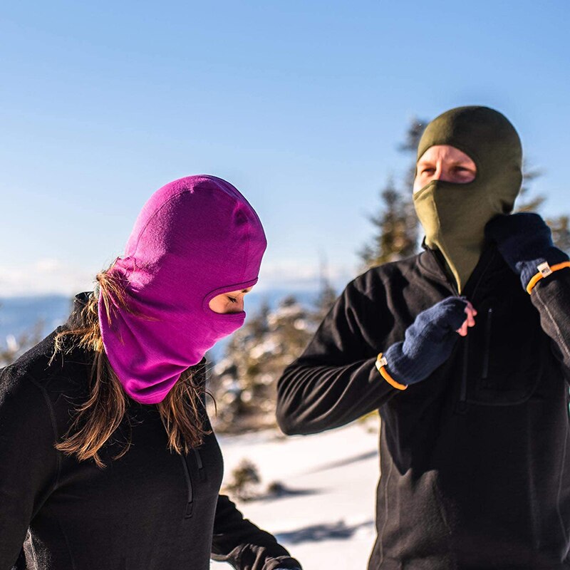100% Merino Wool Balaclava With Ears Men Women Ski Mask 300G Merino Wool Midweight Motorcycle Riding Thermal Face Mask