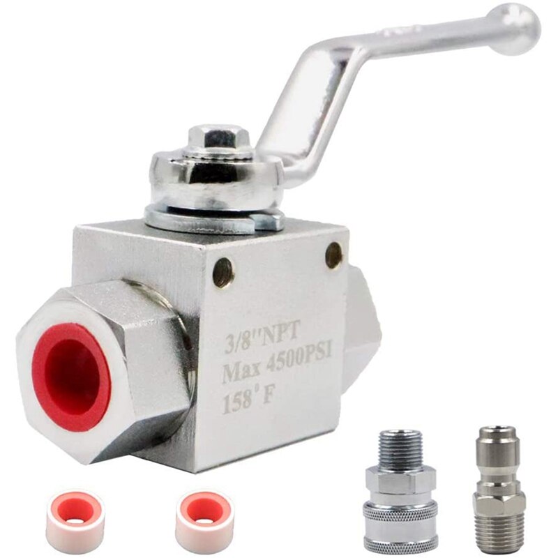 High Pressure Ball Valve Kit for Pressure Washer Hose, 3/8-Inch MNPT Plug x 3/8-Inch FNPT Quick-Connect, 158°F 4500 PSI: Default Title