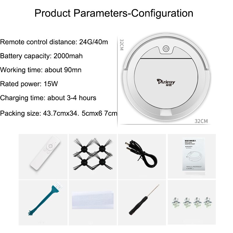Ultra-thin Robot Vacuum Cleaner with Water Tank wet and dry 2800Pa Vacuum Cleaner with Remote Control sweeping and mopping robot