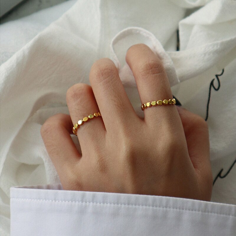 F.I.N.S Minimalist Fine Jewelry Geometric Flat Round Beads S925 Sterling Silver Ring Simple Stackable Silver Finger Ring 925