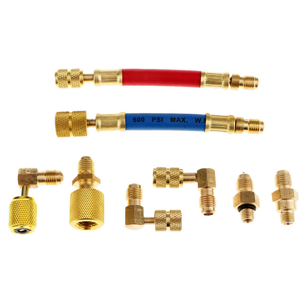 Juego de adaptadores de reparación para refrigeración de coche portátil, herramientas ligeras, Conector de aire acondicionado duradero para coche R134A