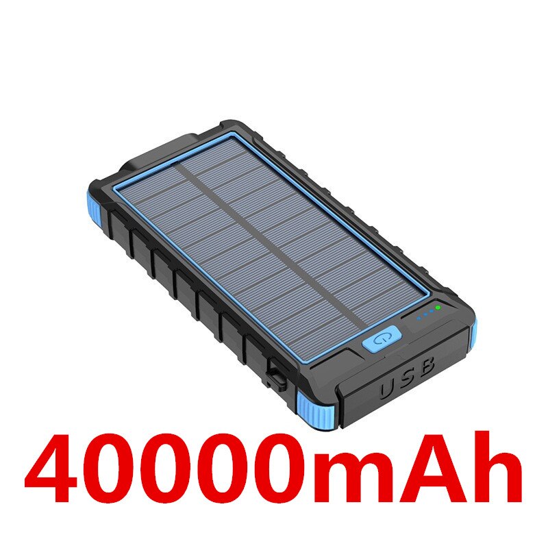 Banco de energía solar de alta capacidad, 80.000 mAh, carga rápida y conveniente, para Samsung PD, iPhone 11 pro, Xiaomi mi: Blue-40000mAh