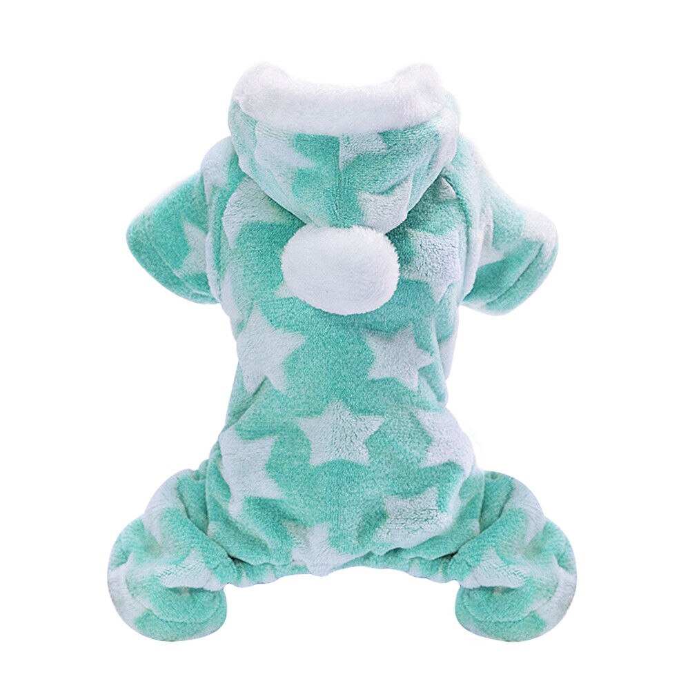 Hond Kleding Pyjama Fleece Jumpsuit Winter Hond Kleding Vier Poten Warme Pet Kleding Outfit Kleine Hond Kostuum Apparel D30: S / green