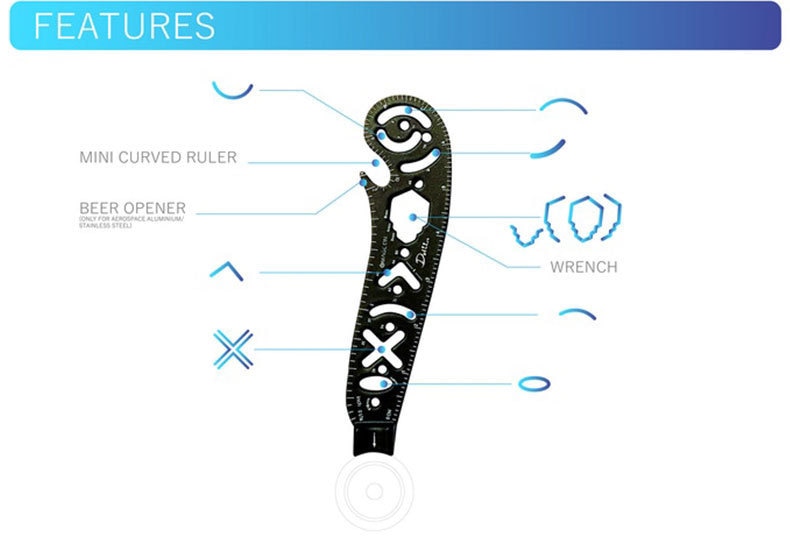 Drawing Ruler Multi-Function Drawing Ruler Curved Ruler Mini Compass Protractor Combo Ruler Versatile Drawing Tool Magnetic Rule