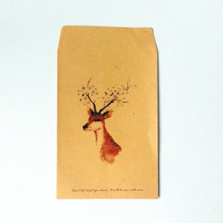 10pcs/lot cute Deer series kraft paper envelopes letter Paper Envelope Craft post vitations for office school: Flower Deer