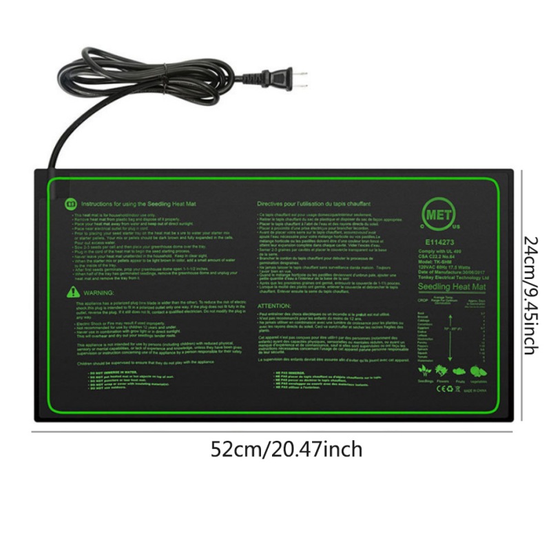 Garden 52x24cm Seedling Heating Mat Waterproof Plant Growth Heating Mat Seed Germination Propagation Clone Starter Pad
