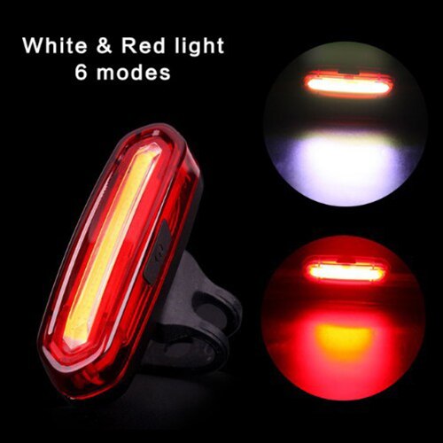 Fiets Lamp Oplaadbare Led Usb Cob Mountainbike Achterlicht Achterlicht Mtb Veiligheid Waarschuwing Fiets Achterlicht: Red White