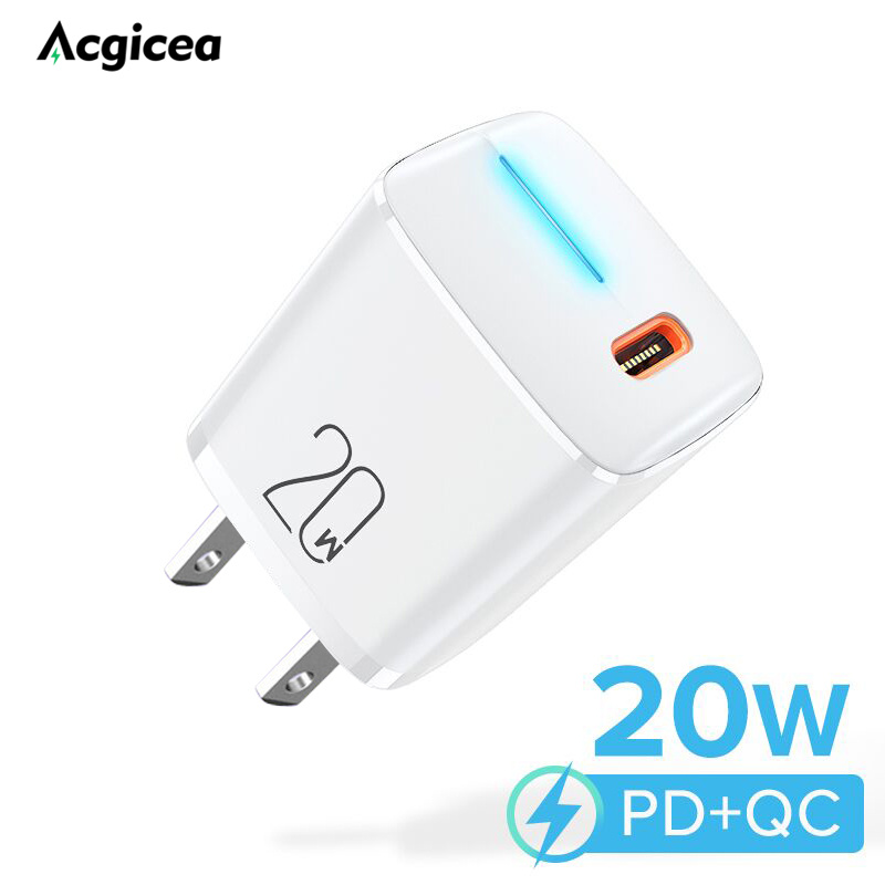 Ładowarka USB 20W Mini ładowarka PD dla iPhone 13 12 szybkie ładowanie dla Samsung S10 Xiaomi mi 10 Huawei telefon komórkowy szybkie ładowarki: white  US