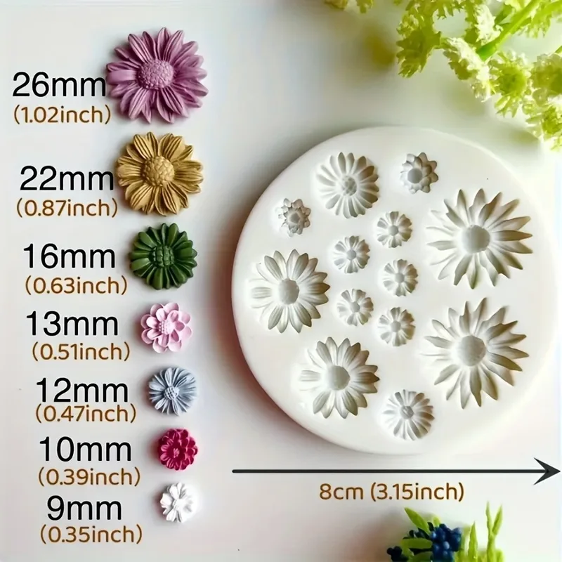 Molde de silicona para flores, ramo de arcilla polimérica, molde de fundición de flores para pendientes DIY, fabricación de colgantes, moldes artesanales de arcilla polimérica, 1 ud.