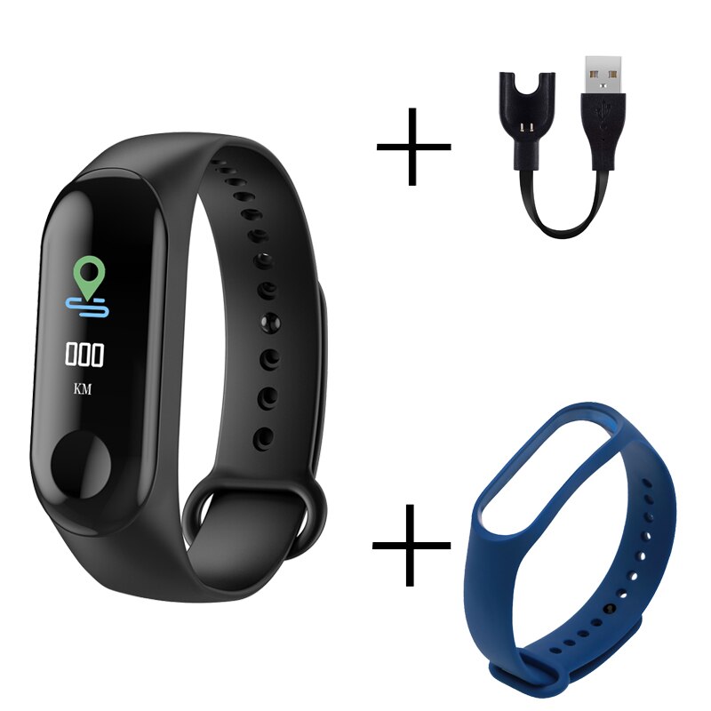 Smart Armband Kleurenscherm Hartslag Running Fitness Armband Bluetooth Horloge Activiteit Tracker Mannen Vrouwen Sport Smart Horloges: B dark blue