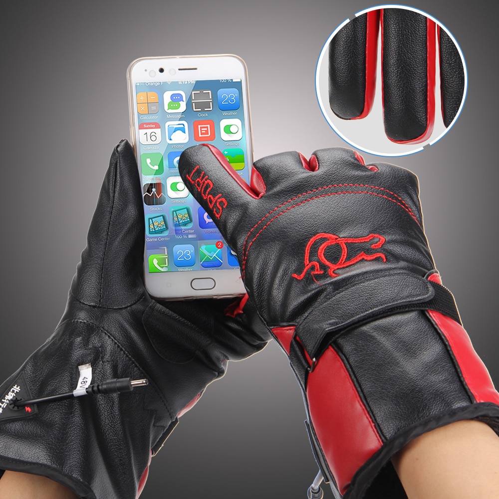 Heated Motorcycle Gloves Waterproof Heated Guantes Moto Touch Screen Battery Powered Motorbike Racing Riding Gloves Winter