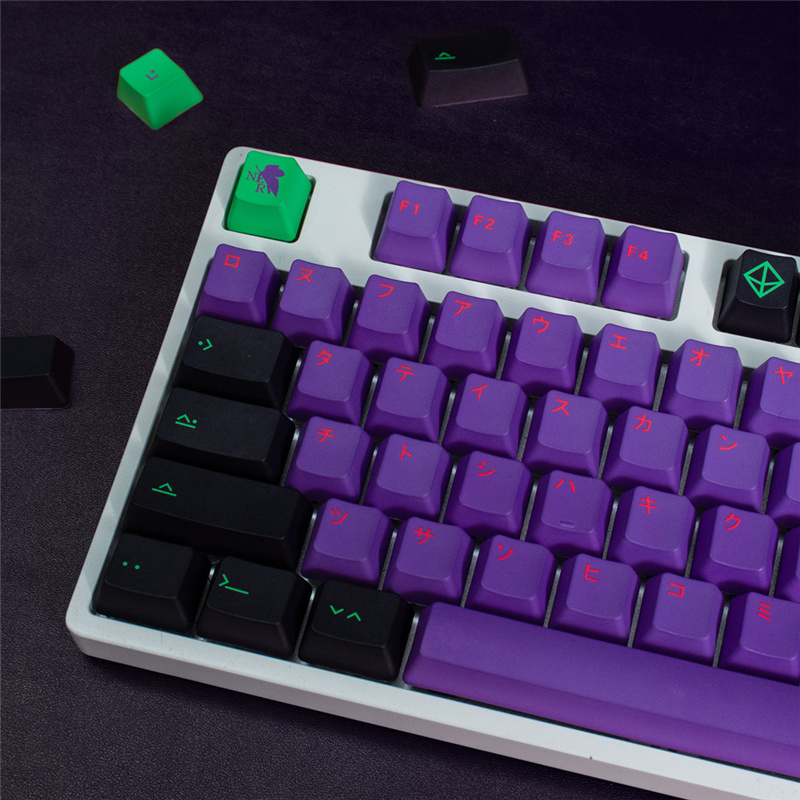 EVA-01 para teclado mecánico, teclas PBT de 137 teclas, perfil Cherry DYE-Sub para interruptor MX con barra espacial de 6.25U 7U