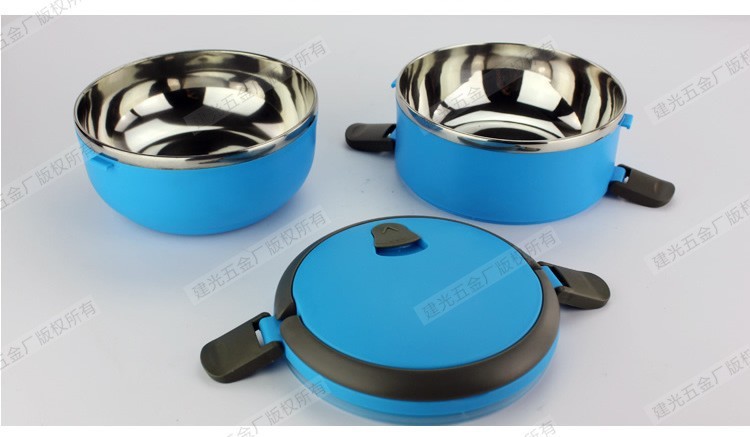 4 Colors Solid Round Bento Box Insulation Stainless Steel Lunchbox Student Bowls Thermos Food Containers Kitchen Dinnerware