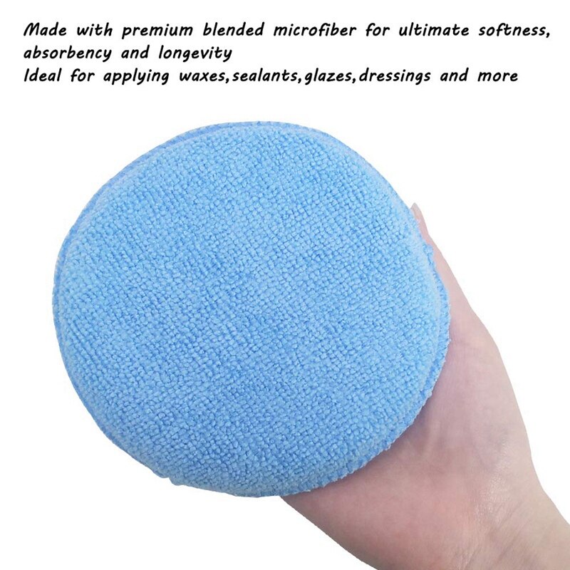 Tampon applicateur de tampon de polissage de voiture de 14 pièces, Bonnet de polissage en microfibre et tampon de cirage avec poche de doigt-bleu, blanc