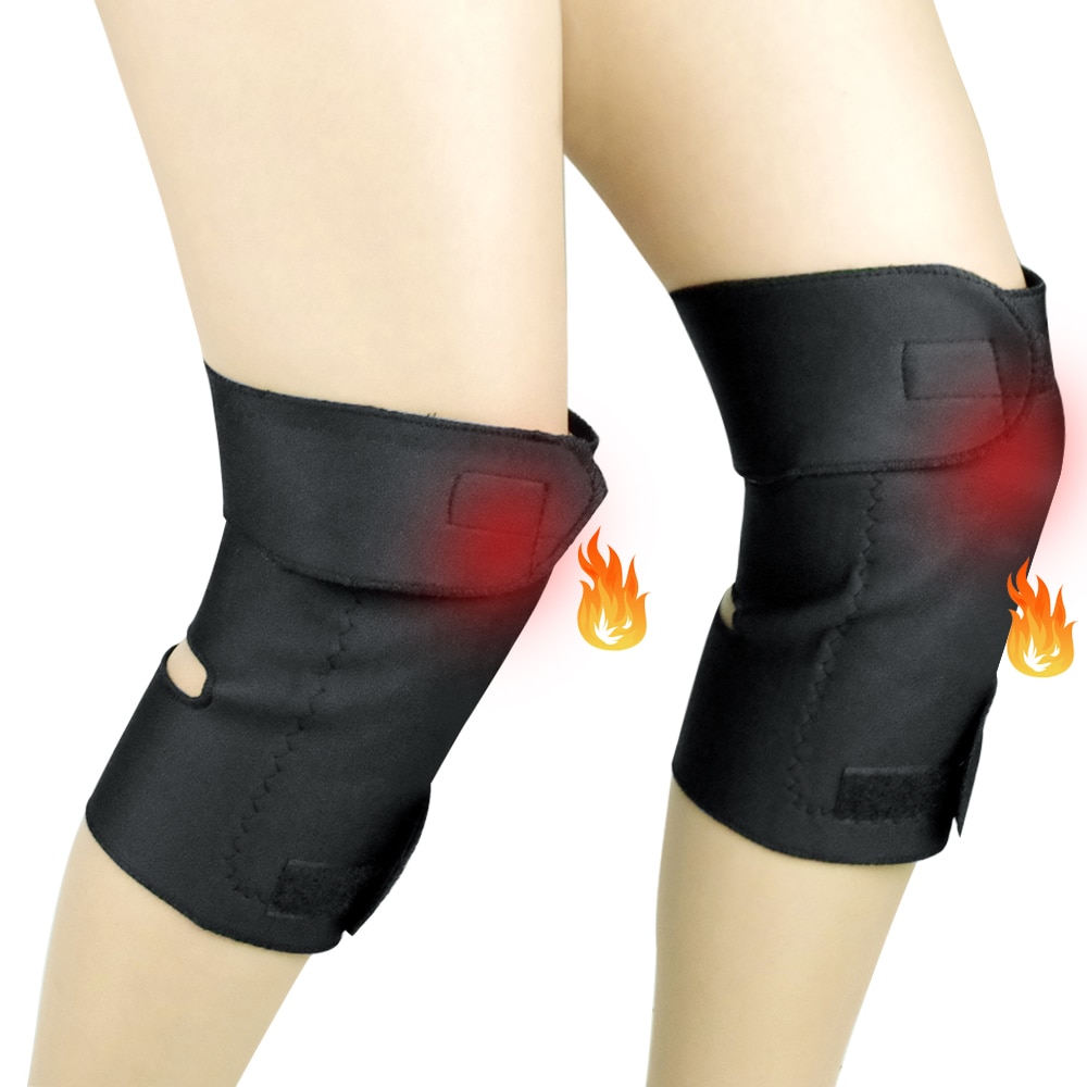 1Pair Tourmaline Self-heating Knee Protector Magnetic Therapy Knee Protective Belt Arthritis Brace Supports