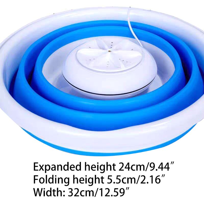 Sammenleggbar mini vaskemaskin roterende ultralyd turbiner vaskemaskin usb lading