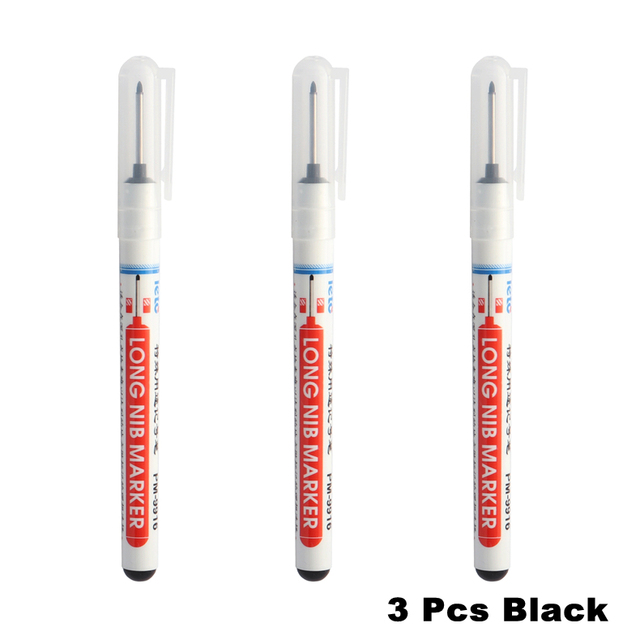 Rotuladores de punta larga para decoración del hogar, marcador de agujero de perforación profunda de 20mm, color negro, colorido, procesamiento de Hareware, coche, de estante de libros, 3 uds.: blackx3
