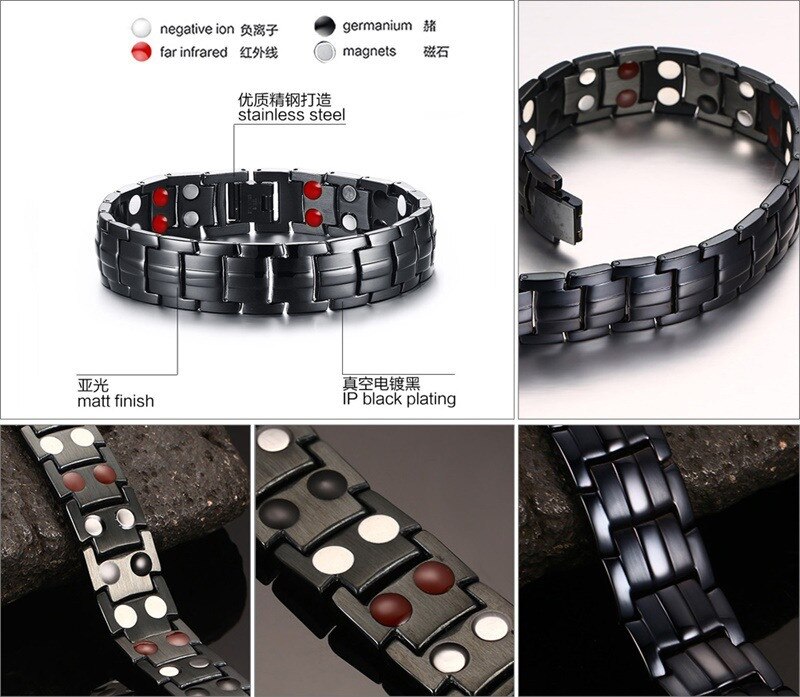 ZORCVENS-bracelet magnétique de santé pour hommes, bracelet en acier inoxydable, 361l, équilibre en Germanium, puissance énergétique