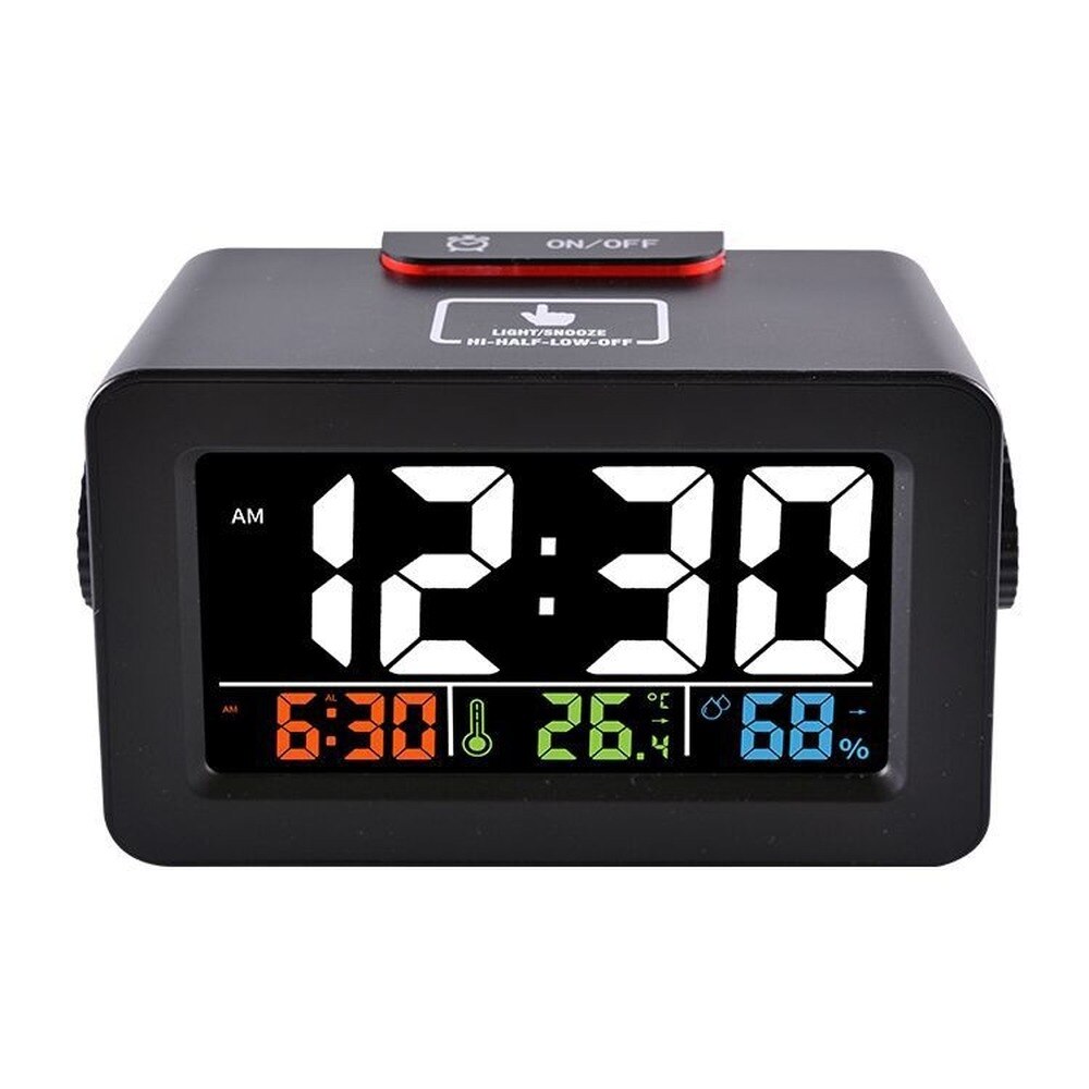 Digital Alarm Clock, Dekala Small Alarm Clocks with Temperature, Humidity, Dual Alarm, Dual USB Charging Ports for Bedroom, Desk