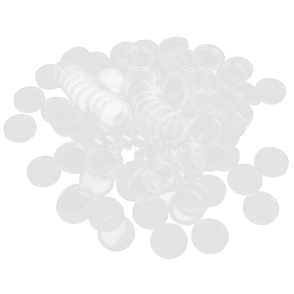 MATANA 200 Capsules de Pièces de Monnaie en Acrylique (30mm) avec 200 Joints en Mousse & 2 Boîtes de Rangement - Collection de Pièces - Cadeau de Noël