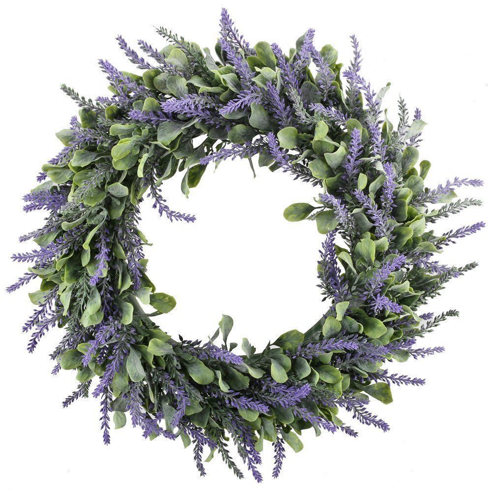 Hjem haven blomster kranse xl kunstig lavendel deco krans dør væghængende: Lilla