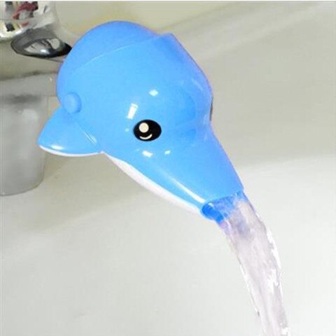 Gelukkig Plezier Dieren Kraan Extender Baby Tubs Kids Hand Wassen Badkamer Sink Mode En Handige Mooie Cartoon: Blue dolphin