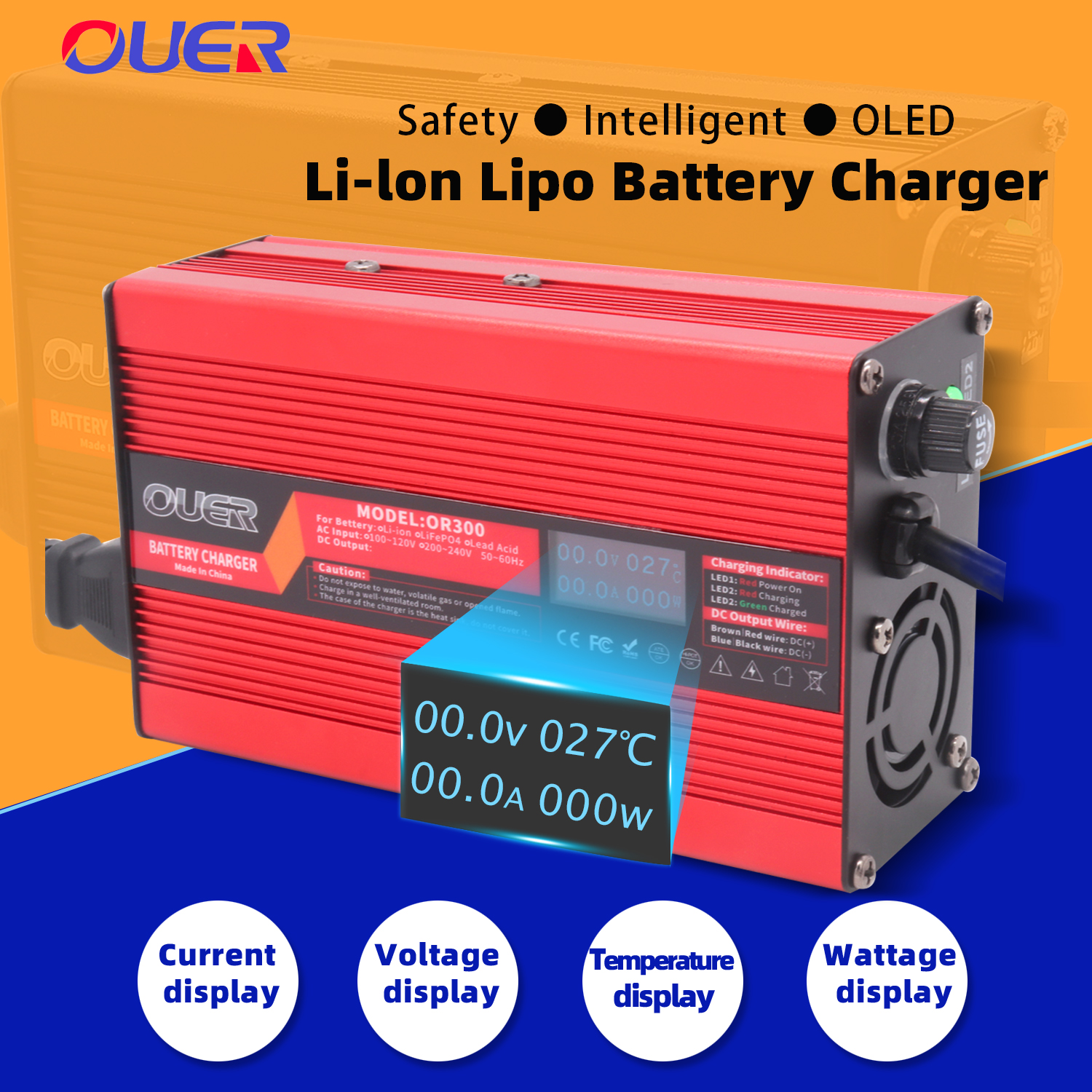 79.8V 3.5A Lithium Ion Battery Fast Charger Usd For 19S 70.3V Li-ion Battery With OLED Display