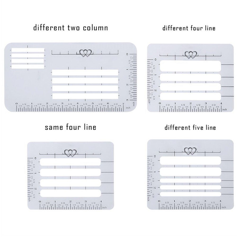 4pcs Transparent Greeting Card Envelope Diary Craft Postcards Stencil Set Letter Invitation Addressing Guide Templates Rulers