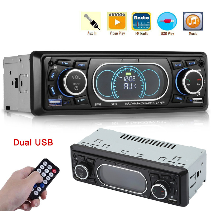 Dual USB Bluetooth Autoradio 1Din Autoradio Coche Recorder Auto Stereo Multimedia Speler MP3 FM Input SD Klok In Dash AUX FM