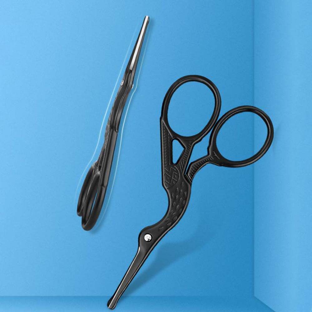 Crane Pattern Nose Hair Scissors Lightweight Stainless Steel Nose Hair Trimmers Beauty Scissors Face Hair Removal Tools