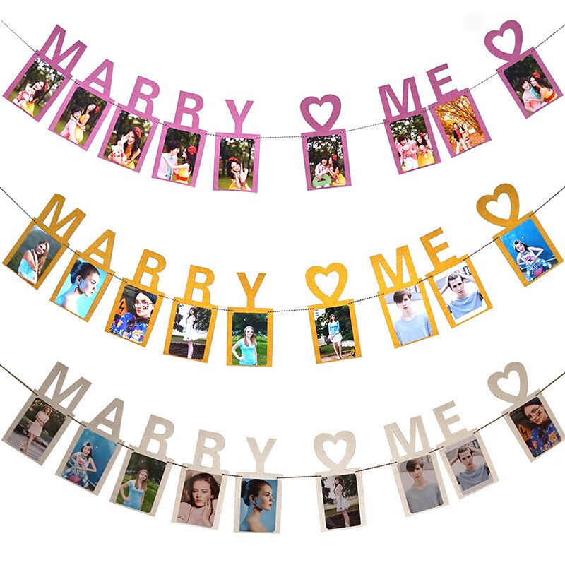 Just Married Wedding Banner Bride To Be Paper Banner Bridal Shower Marry Me Photo Props Rustic Garland Engaged Party Table Decor
