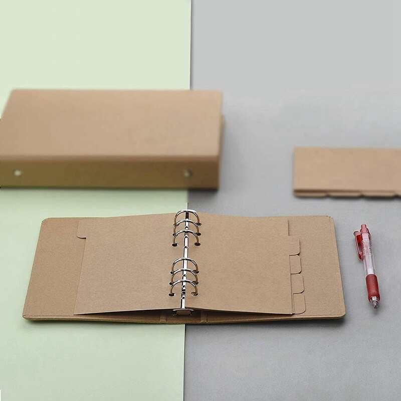 3 Sets Kraftpapier Divider Index Pagina Tab Kaarten Voor 6-Gaten Ring Bindmiddelen Notebooks Travel Diary Journal Planner (A5)