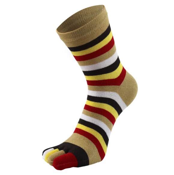 Frauen Mädchen Bunte Gestreifte Fünf Finger Zehe Socken Regenbogen Gestreiften Socken