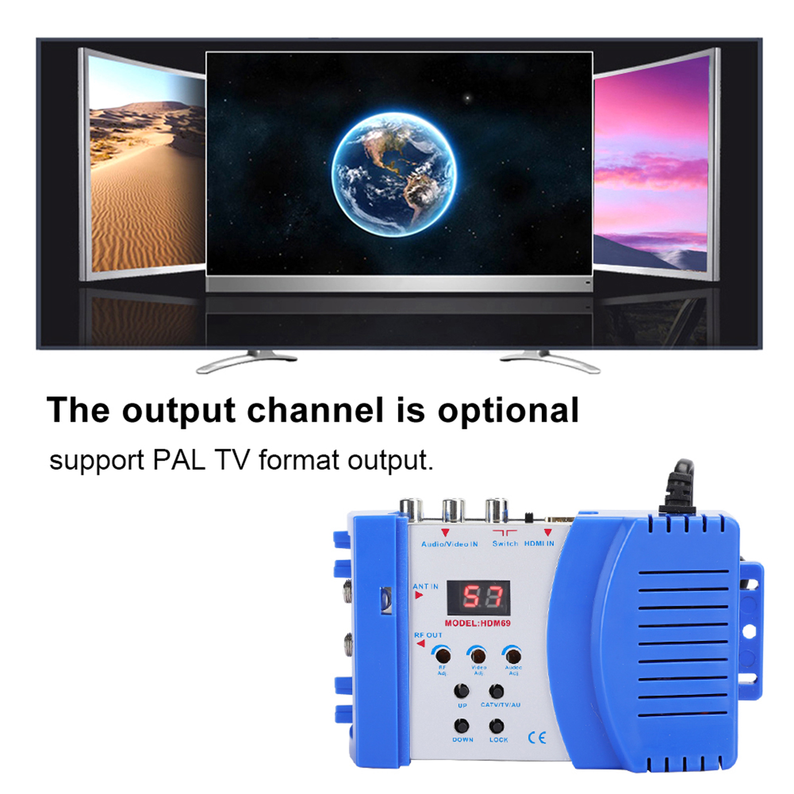 Conversor AV para RF VHF / UHF Modulador Digital HD Saída PAL Entrada HDMI / AV para TV HD Modulador HDMI AV para RF Converter Plugue UE